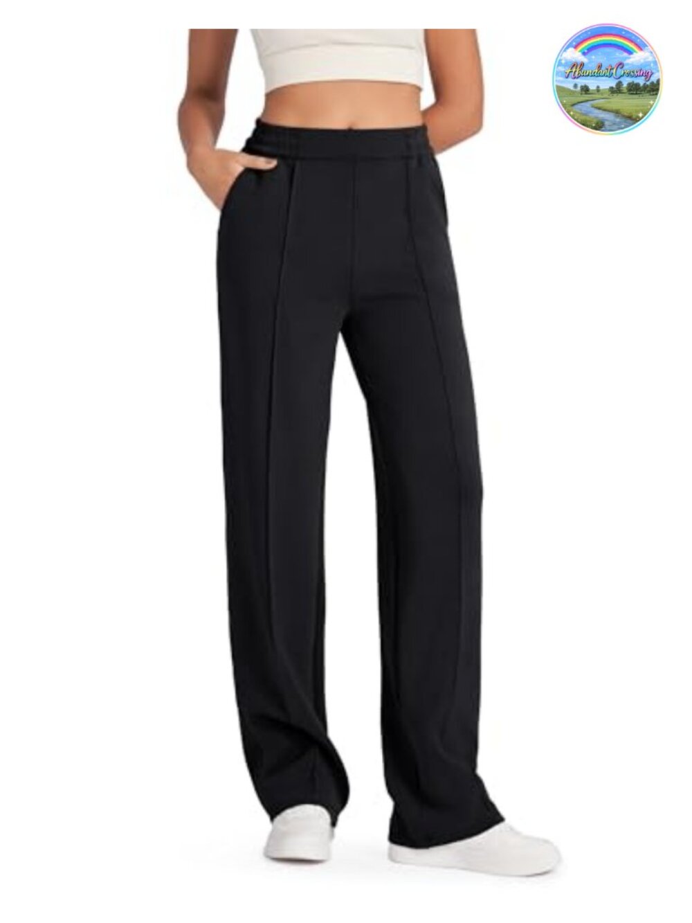 Wide Leg Womens Sweatpants High Waist Side Pockets Lounge